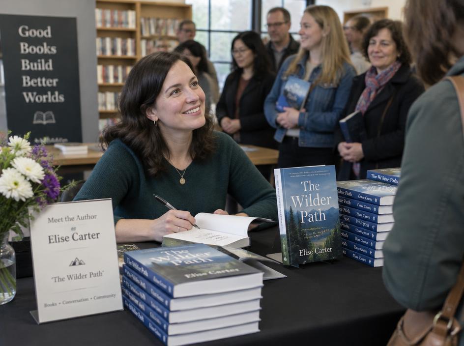 Author signing books at a book signing event