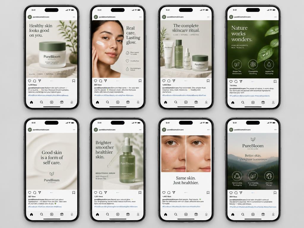 Social media post designs shown on smartphones